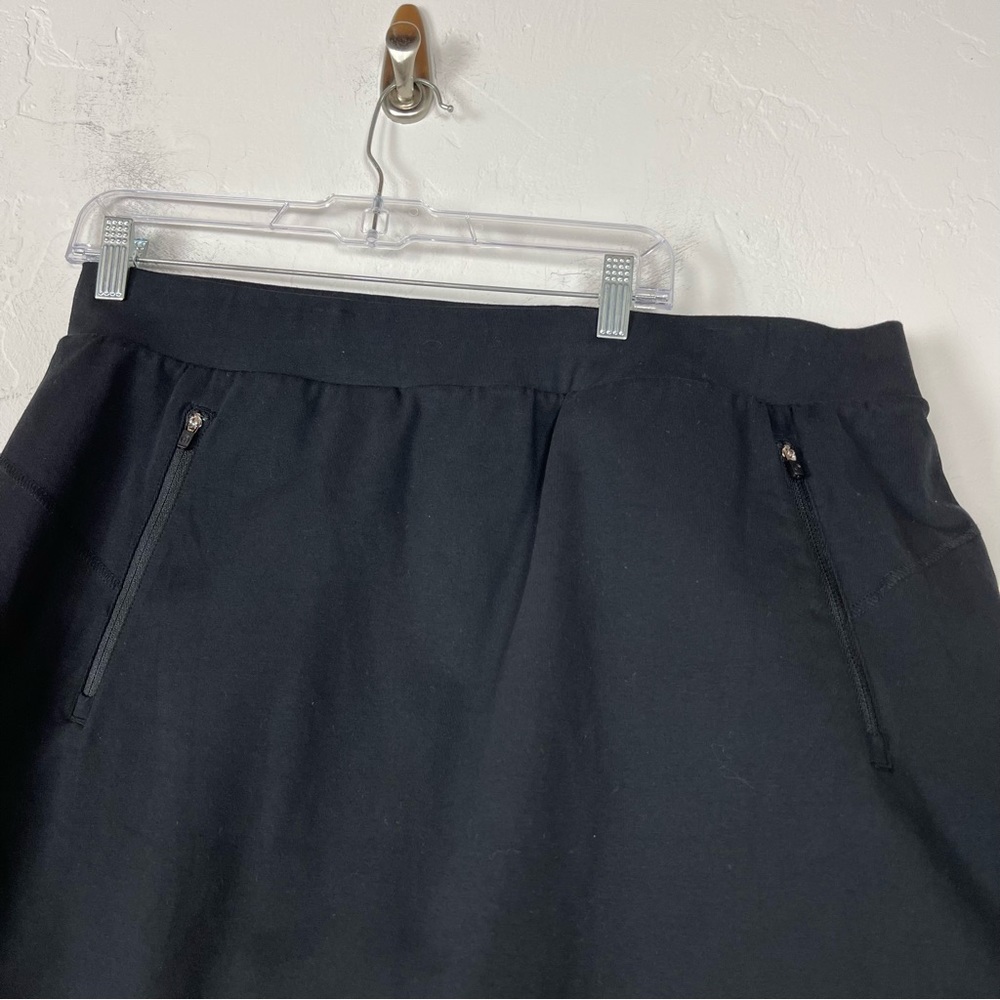 Talbots Skirt Skort Solid Black Pull On Lined Cotton Blend Workout Tennis Knit - Picture 3 of 8